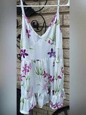Women’s White Floral Sundress with Purple Flowers